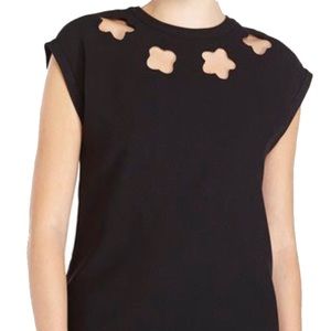 Anthropologie Raoul Black  Floral Cutout Cap Sleeve Top 6